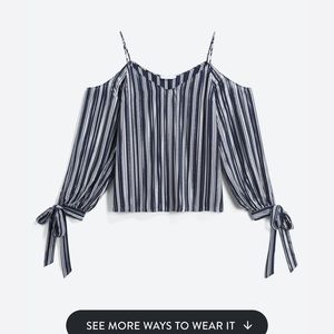 Lush Medium striped top Navy Blue, white, & silver